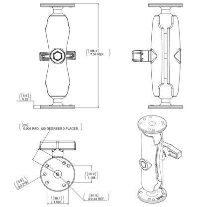 RAM® Universal Double Ball Mount with Two Round Plates - Bild 3