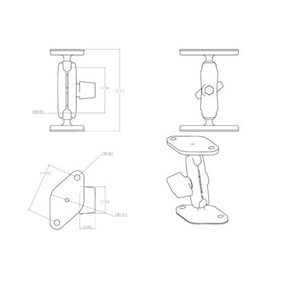 RAM® Double Ball Diamond Plate Mount - Bild 2