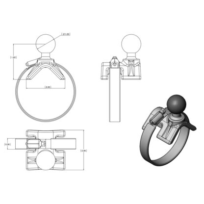 RAM® Double Ball Strap Hose Clamp Mount with Round Plate - Bild 2