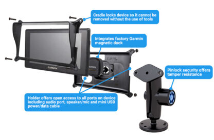 RAM® Pin-Lock™ Drill-Down Locking Mount for Garmin fleet 660/670 - Bild 4