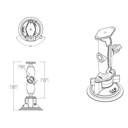 RAM® Twist-Lock™ Suction Cup Double Ball Mount - Bild 4