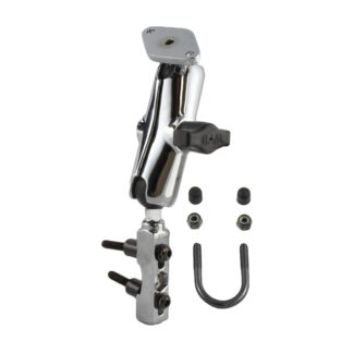 RAM® Chrome Motorcycle Brake/Clutch Reservoir Mount with Diamond Plate