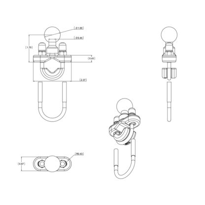 RAM® Handlebar U-Bolt Base for Rails 0.5" to 1.25" in Diameter - Bild 4