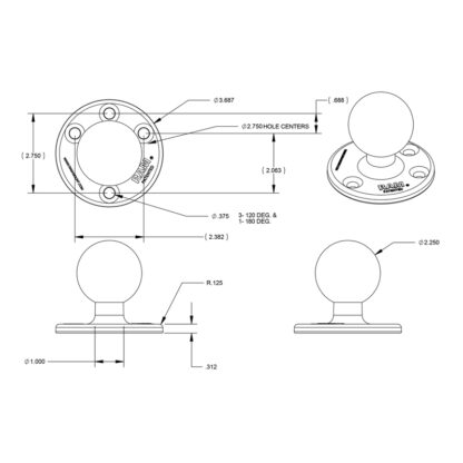 RAM® Large Round Plate with Ball - Bild 2
