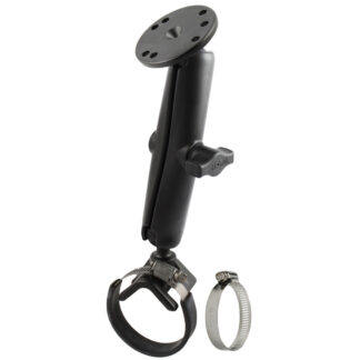 RAM® Double Ball Strap Hose Clamp Mount with Round Plate - Long