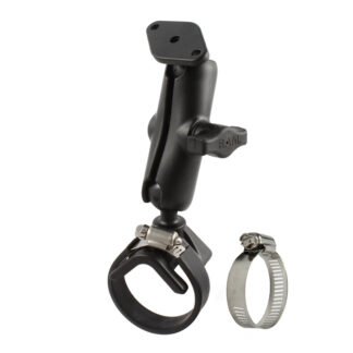 RAM® Double Ball Strap Hose Clamp Mount with Diamond Plate - Medium