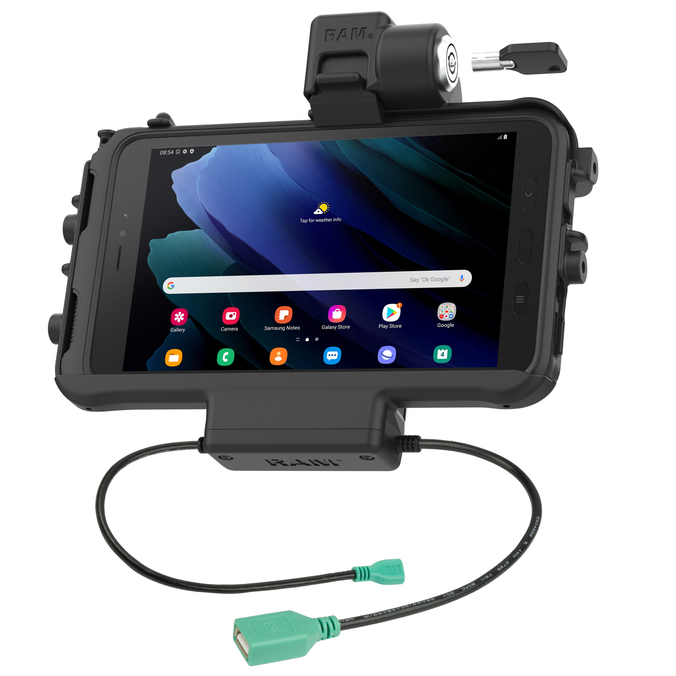 RAM® Low-Profile Locking Power + Single USB Dock for Tab Active3